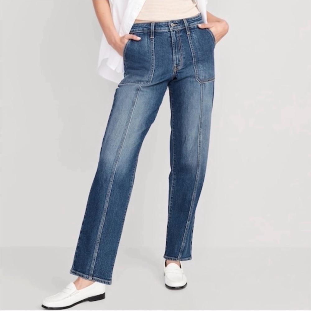 Old Navy OG Loose Utility Jeans Womens Size 4 High Waisted Straight Leg Denim